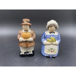 Otagiri Japan Pilgrim Couple Set‎ Of Tapered Candle Holders Vintage